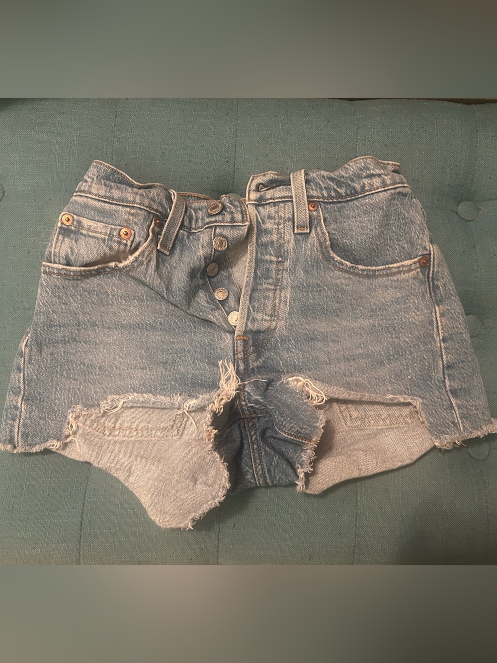 Levi's 501 button-fly  Distressed High-Waist Jean Shorts